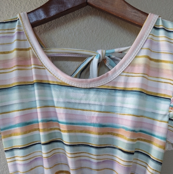 Makena Lane Girls Striped Short Sleeve Maxi Dress Size XL 8/10 - Picture 3 of 8